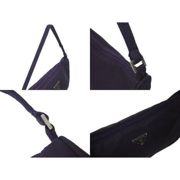 Prada One Shoulder Bag Pouch Triangle Logo Purple Nylon - Picture 5 of 8